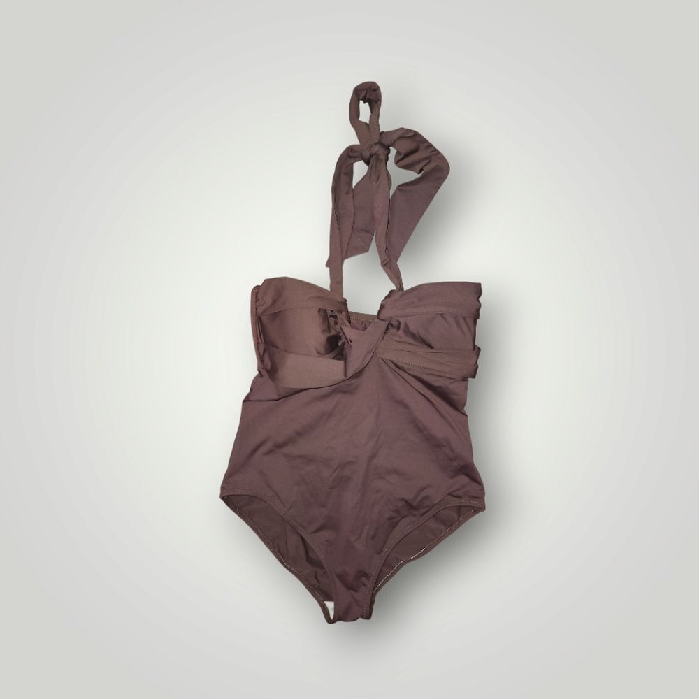 Zeki Women's 7 8 One Piece brown Swimsuit